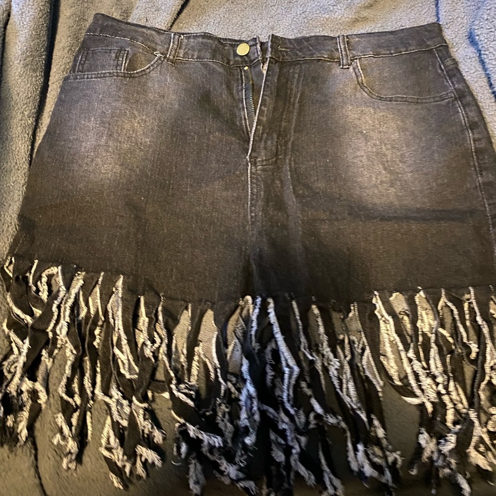 Black Ripped Jean shorts